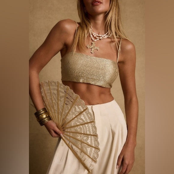 12th Tribe Tops - 12th Tribe Toulouse Metallic Gold Crop Top